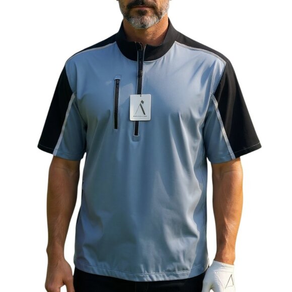 NWT Above The Links Elite Performance Denim Blue-Black Golf Rain Wind Jacket XL - Picture 3 of 15